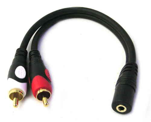 YX-1343 3.5mm Stereo Jack to 2xRCA Plug Cable 20cm